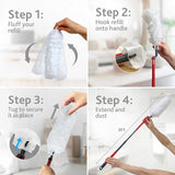 O-Cedar Flex & Catch 172148 Dusting Kit, Polyester Head, Plastic Handle, 3 ft L Handle