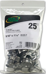 Ideal-Tridon Hy-Gear 67-6 Series 6710550 Worm Gear Hose Clamp, #10, 1/2 to 1-1/16 in, Stainless Steel