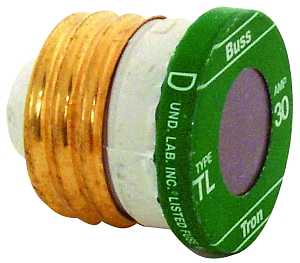 Bussmann TL-30 Plug Fuse, 30 A, 125 V, 10 kA Interrupt, Plastic Body, Time Delay Fuse, Low Voltage