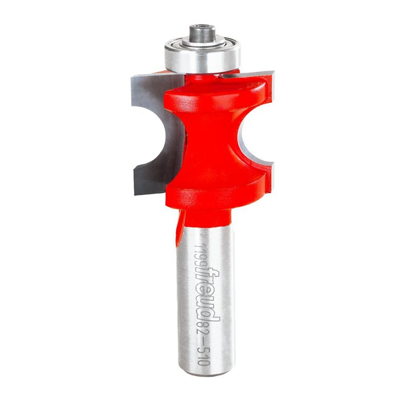 Freud 82-510 Half Round Bit with Bearing, 1-5/32 in Dia Cutter, 1 in L Cutting, 2-7/8 in OAL, 1/2 in Dia Shank, Carbide