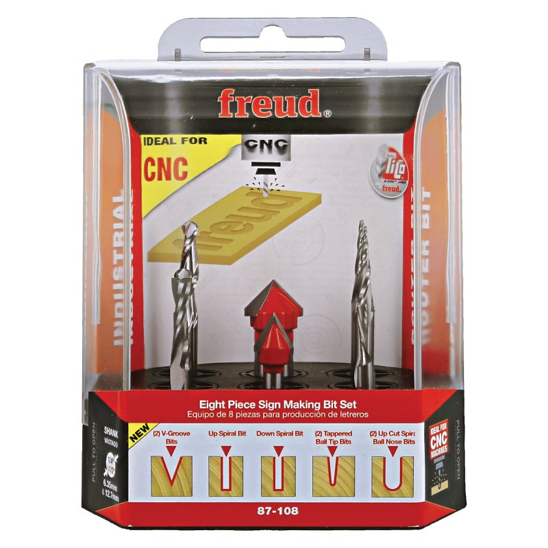 Freud 87-108 Signmaking CNC Router Bit Set, 8-Cutter