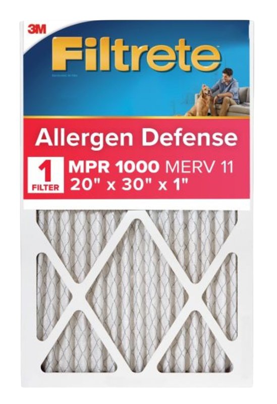 Filtrete 9822-2PK-HDW Air Filter, 30 in L, 20 in W, 1000 um MPR, Pack of 3