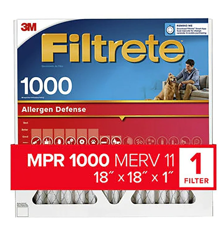 Filtrete 9817-4 Air Filter, 18 in L, 18 in W, 11 MERV, 1000 MPR, Polypropylene Frame, Pack of 4