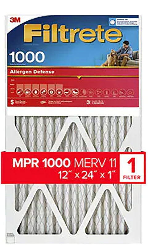 Filtrete 9820-4 Air Filter, 24 in L, 12 in W, 11 MERV, 1000 MPR, Polypropylene Frame, Pack of 4
