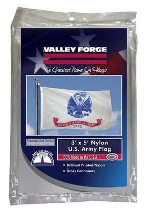 Valley Forge BTUSAM3 Military Army Flag, Nylon, White Background, 5 ft L, 3 ft W
