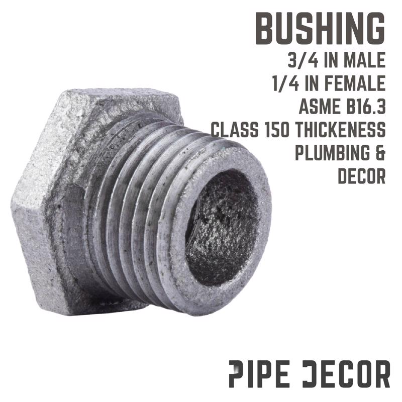 STZ Industries 3/4 in. MIP each X 1/4 in. D FIP Black Malleable Iron Hex Bushing
