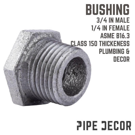STZ Industries 3/4 in. MIP each X 1/4 in. D FIP Black Malleable Iron Hex Bushing