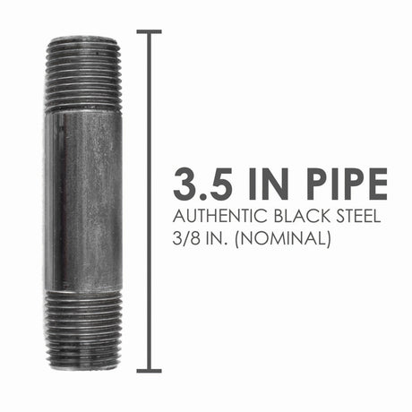 STZ Industries 3/8 in. MIP each X 3/8 in. D MIP Black Steel 3-1/2 in. L Nipple, Pack of 5