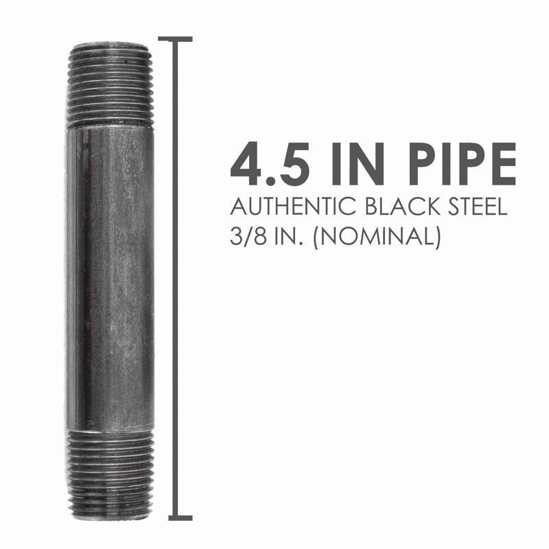 STZ Industries 3/8 in. MIP each X 3/8 in. D MIP Black Steel 4-1/2 in. L Nipple, Pack of 5