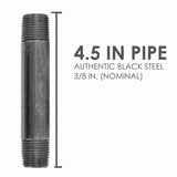 STZ Industries 3/8 in. MIP each X 3/8 in. D MIP Black Steel 4-1/2 in. L Nipple, Pack of 5