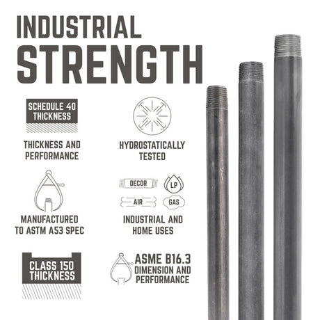 STZ Industries 3/8 in. MIP each X 3/8 in. D MIP Black Steel 4-1/2 in. L Nipple, Pack of 5