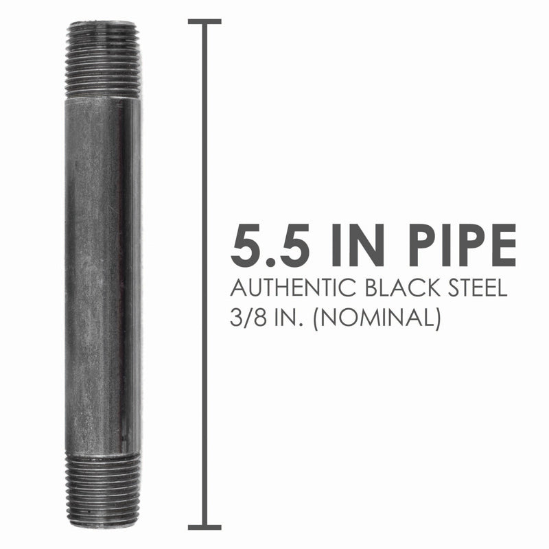 STZ Industries 3/8 in. MIP each X 3/8 in. D MIP Black Steel 5-1/2 in. L Nipple, Pack of 5