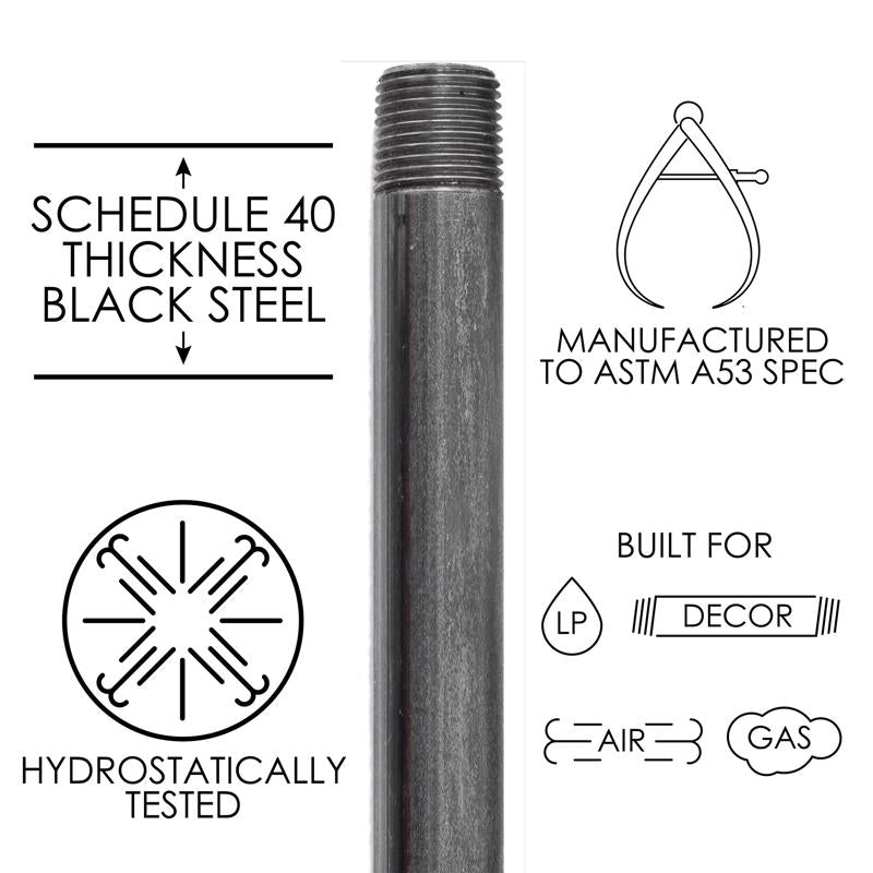 STZ Industries 3/4 in. MIP each X 3/4 in. D MIP Black Steel 7 in. L Nipple