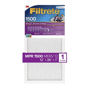 Filtrete 12 in. W X 36 in. H X 1 in. 1500 MPR Pleated Air Filter 1 pk, Pack of 4