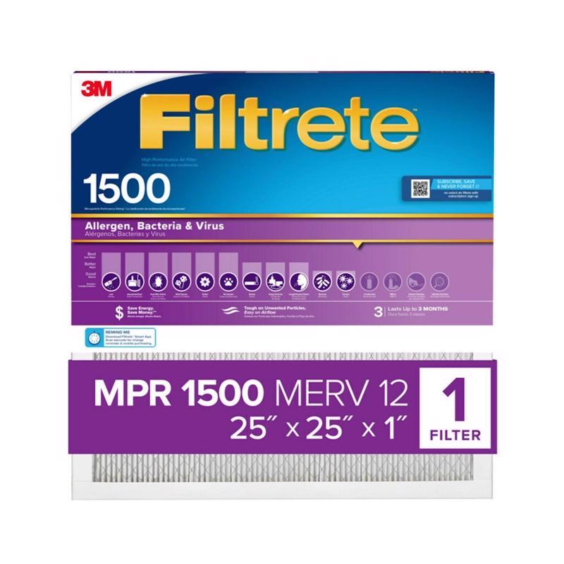Filtrete 25 in. W X 25 in. H X 1 in. D 1500 MPR Pleated Air Filter 1 pk, Pack of 4
