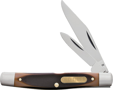 Old Timer 33OT Folding Pocket Knife, 2.4 in L Blade, Stainless Steel Blade, 2-Blade, Foldable Handle, Brown Handle