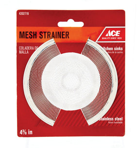 Ace 4-3/8 in. D Chrome Silver Stainless Steel Mesh Strainer