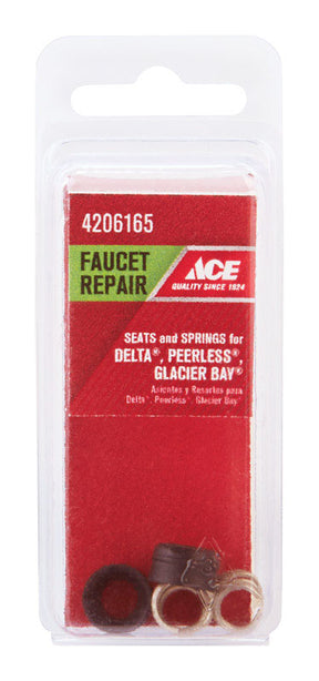 Ace For Delta/Glacier Bay/Peerless 1/2 in.-24 Plated Brass Faucet Seats and Springs, Pack of 6