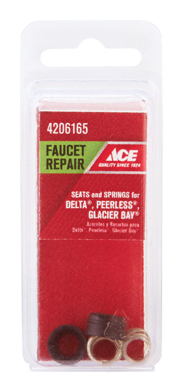 Ace For Delta/Glacier Bay/Peerless 1/2 in.-24 Plated Brass Faucet Seats and Springs, Pack of 6