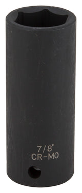 Vulcan MT6580178 Deep Impact Socket, 7/8 in Socket, 1/2 in Drive, Deep Drive, 6-Point, Chrome Molybdenum Steel