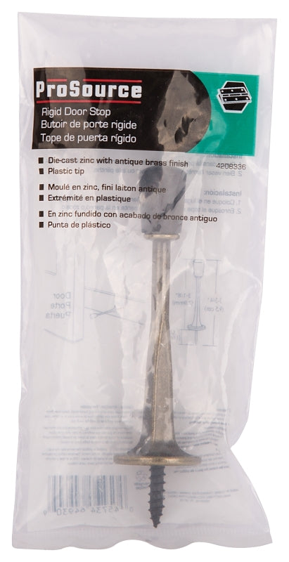 ProSource H20-Z021-PS Heavy-Duty Rigid Door Stop, 3-1/8 in Dia Base, 3-1/8 in Projection, Die-Cast Zinc & Plastic