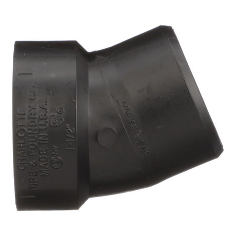 Charlotte Pipe 1-1/2 in. Spigot X 1-1/2 in. D Hub ABS 22-1/2 Degree Elbow