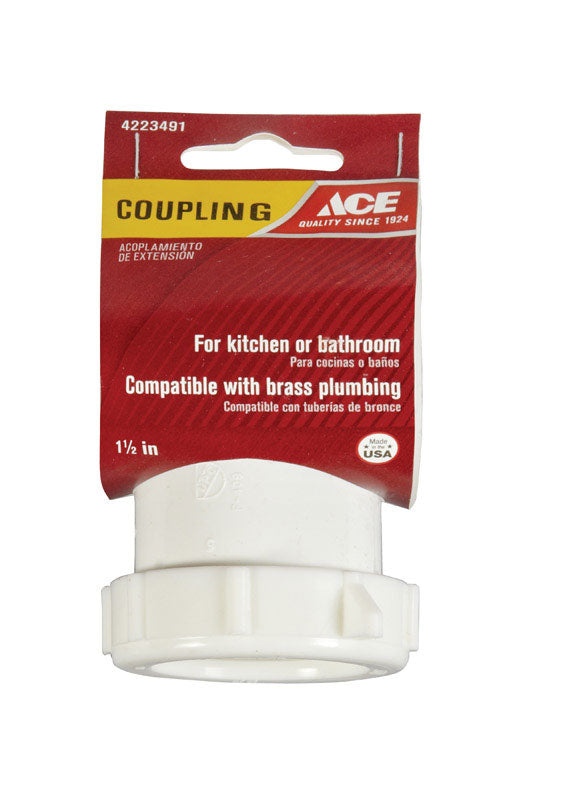 Ace 1-1/2 in. Slip in. X 1-1/2 in. D Slip Plastic Coupling 1 pk