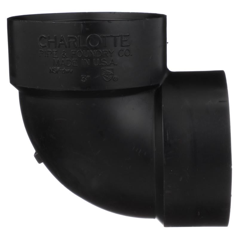 Charlotte Pipe 3 in. Hub X 3 in. D Hub ABS Elbow