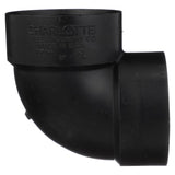 Charlotte Pipe 3 in. Hub X 3 in. D Hub ABS Elbow