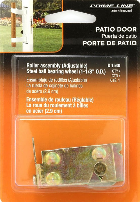 Prime-Line D 1540 Roller Assembly, 1-1/8 in Dia Roller, 5/16 in W Roller, Steel, 1-Roller, F-Tab Mounting