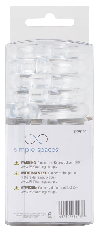Simple Spaces SD-ORING-C3L Shower Curtain Ring, Plastic, Clear, 1 cm W, 2-1/2 in H