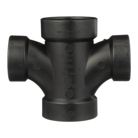 Charlotte Pipe 2 in. Hub X 2 in. D Hub ABS Sanitary Tee