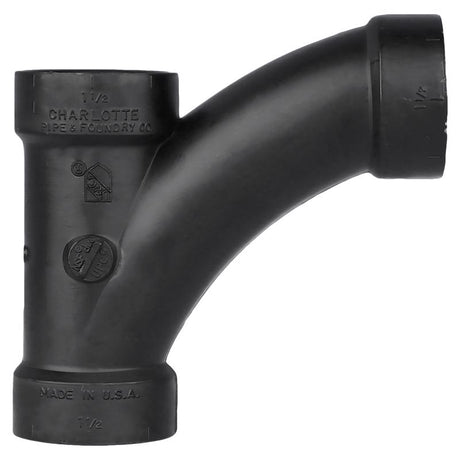Charlotte Pipe 1-1/2 in. Hub X 1-1/2 in. D Hub ABS Long Turn Tee Wye