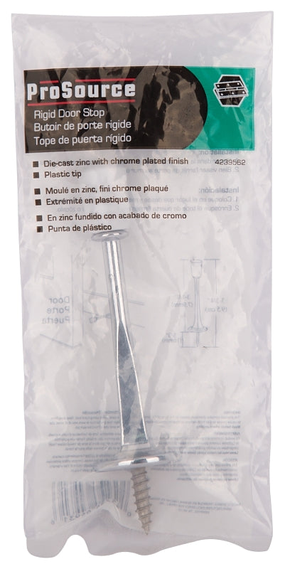 ProSource H20-Z022-PS Heavy-Duty Rigid Door Stop, 3-1/8 in Dia Base, 3-1/8 in Projection, Die-Cast Zinc & Plastic