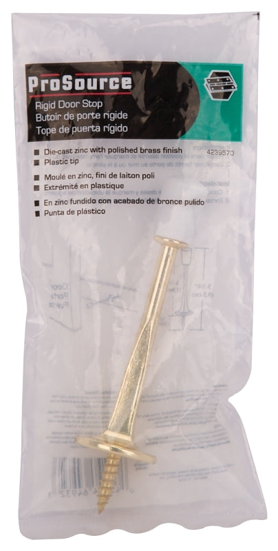 ProSource H20-Z020-PS Heavy-Duty Rigid Door Stop, 3-1/8 in Dia Base, 3-1/8 in Projection, Die-Cast Zinc & Plastic