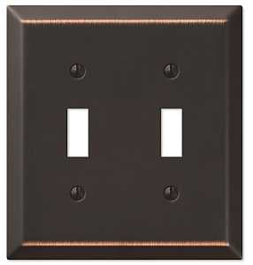 Amerelle Century Series 163TTDB Wallplate, 4-15/16 in L, 4-9/16 in W, 2-Gang, Steel, Aged Bronze, Pack of 3