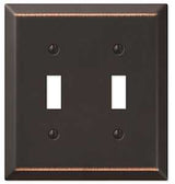 Amerelle Century Series 163TTDB Wallplate, 4-15/16 in L, 4-9/16 in W, 2-Gang, Steel, Aged Bronze, Pack of 3