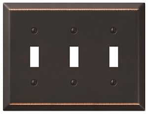 Amerelle Century 163TTTDB Wallplate, 4-15/16 in L, 6-1/2 in W, 3 -Gang, Steel, Aged Bronze, Pack of 3