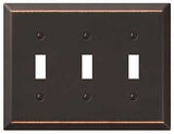 Amerelle Century 163TTTDB Wallplate, 4-15/16 in L, 6-1/2 in W, 3 -Gang, Steel, Aged Bronze, Pack of 3