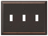 Amerelle Century 163TTTDB Wallplate, 4-15/16 in L, 6-1/2 in W, 3 -Gang, Steel, Aged Bronze, Pack of 3