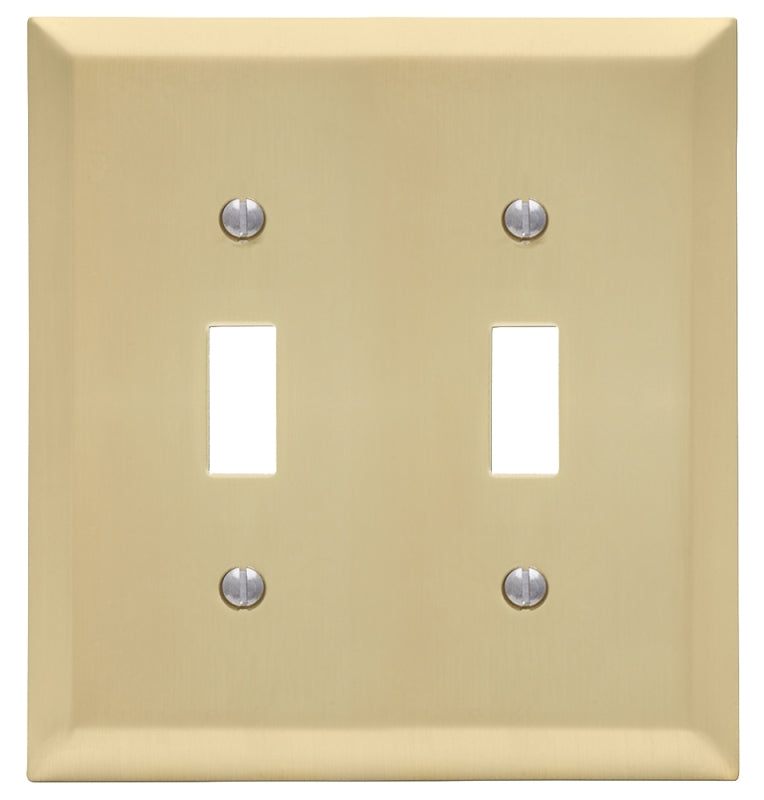 Amerelle 163TTSB Wallplate, 4-15/16 in L, 4-9/16 in W, 2 -Gang, Steel, Satin Brass, Pack of 3