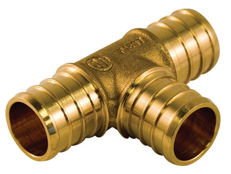 aqua-dynamic 9778-443 Pipe Fitting Tee, 3/4 x 1/2 in, PEX-B, Brass