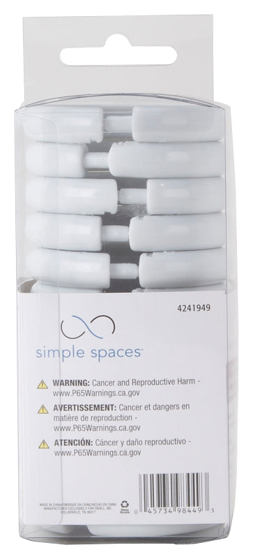 Simple Spaces SD-ORING-W3L Ring, Plastic, White, 1 cm W, 2-3/8 in H