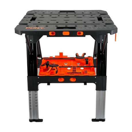 Pony 60P Worktable, 31 in OAW, 35 in OAH, 500, 1000 lb, Plastic Surface, Aluminum Frame, Black/Orange