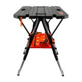 Pony 60P Worktable, 31 in OAW, 35 in OAH, 500, 1000 lb, Plastic Surface, Aluminum Frame, Black/Orange