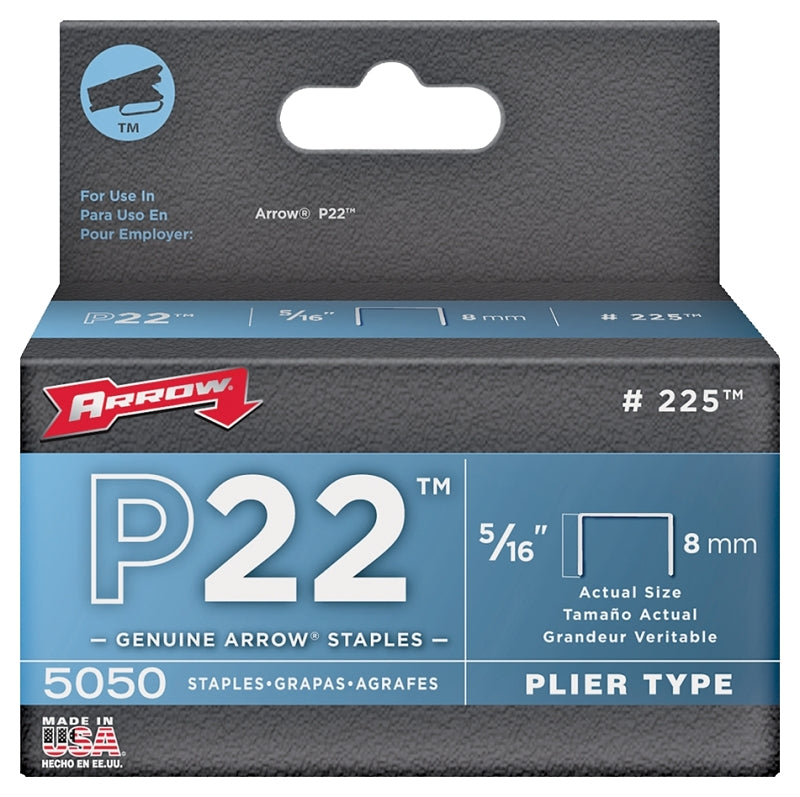 Arrow P22 Series 225 Staple, 7/16 in W Crown, 5/16 in L Leg