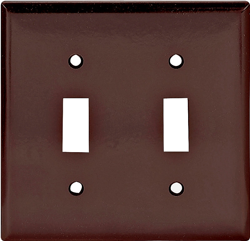 Eaton 2139B-BOX Wallplate, 4-1/2 in L, 4-9/16 in W, 2-Gang, Thermoset, Brown, High-Gloss, Pack of 10