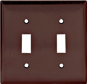 Eaton 2139B-BOX Wallplate, 4-1/2 in L, 4-9/16 in W, 2-Gang, Thermoset, Brown, High-Gloss, Pack of 10