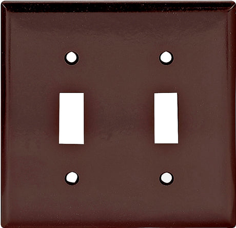 Eaton 2139B-BOX Wallplate, 4-1/2 in L, 4-9/16 in W, 2-Gang, Thermoset, Brown, High-Gloss, Pack of 10
