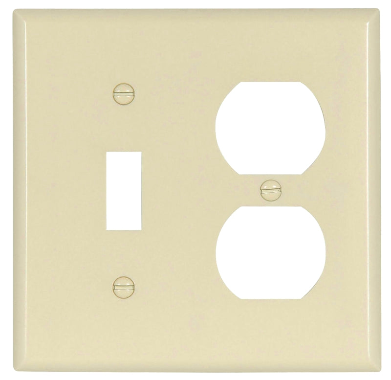 Eaton Wiring Devices 2138LA-BOX Combination Wallplate, 4-1/2 in L, 4-9/16 in W, Standard, 2-Gang, Thermoset